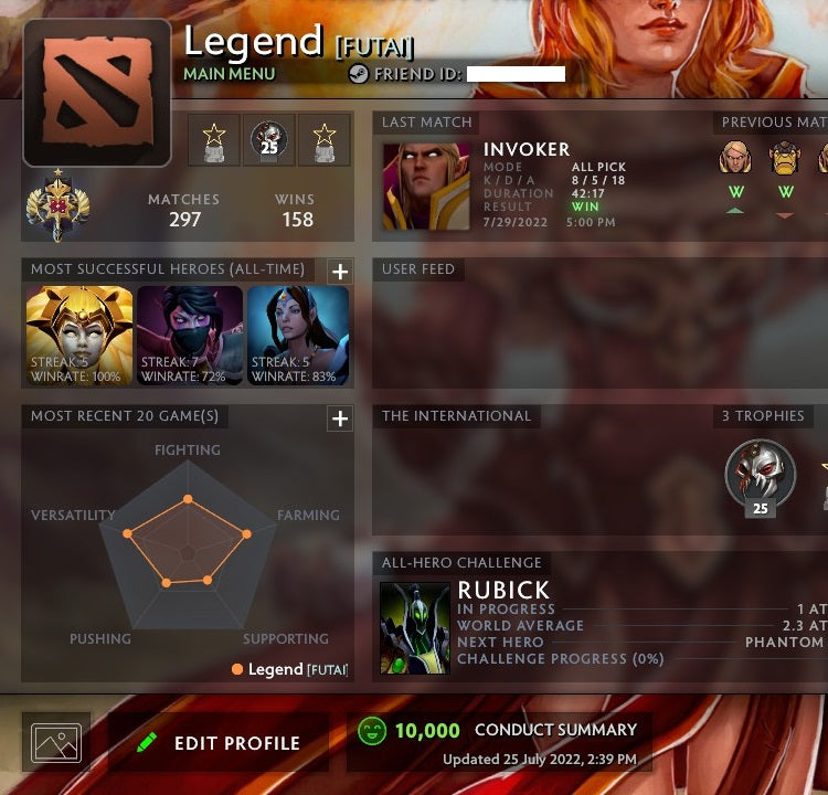 Légende I | MMR : 3090 - Comportement : 10000 